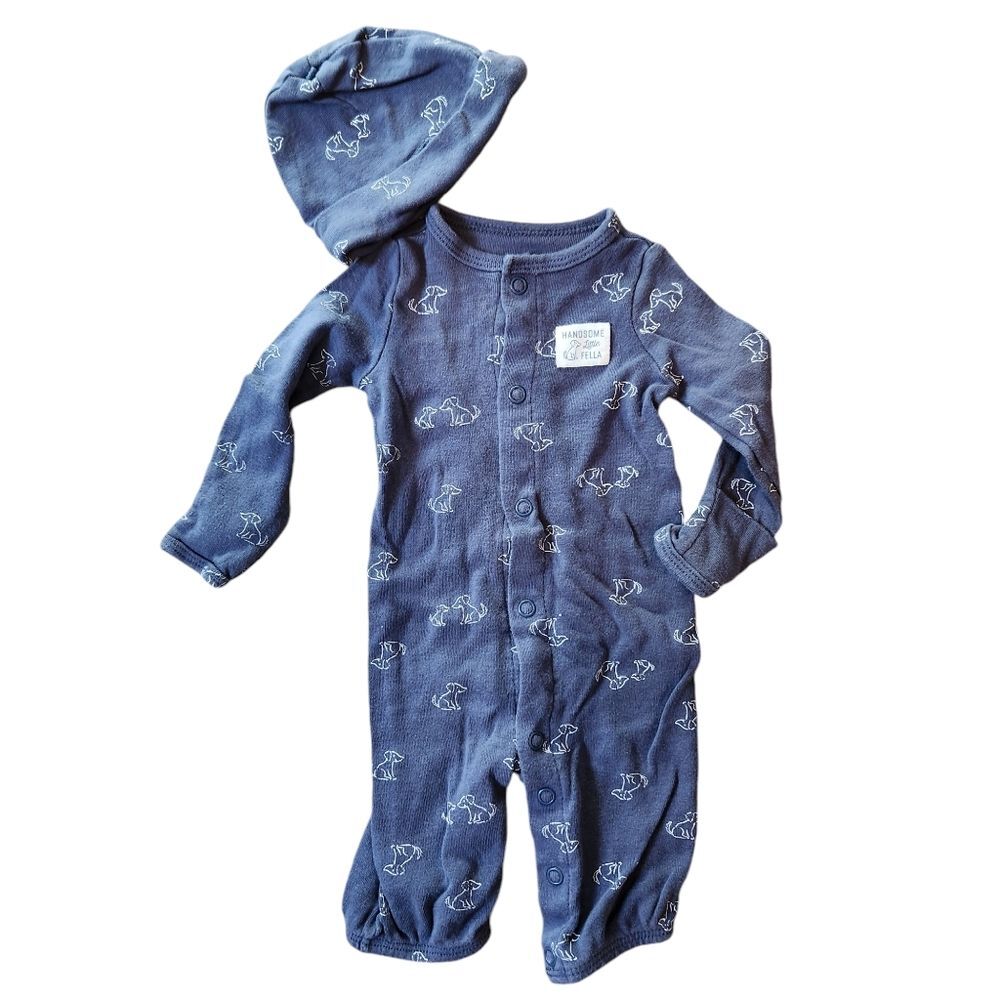 Carter's Newborn Handsome Little Fella Long Sleeve Footless Bodysuit/Hat